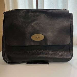 MULBERRY BLACK LARGE LEATHER MESSENGER BAG